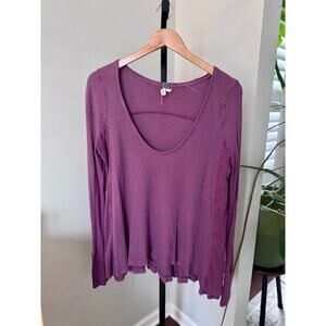 Free People Malibu Thermal Waffle Knit Purple Top